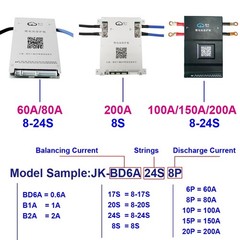 JK Smart BMS 8-24S 200A Lifepo4 Li-Ion Battery w/2A Active Balance RS485 LCD Lot