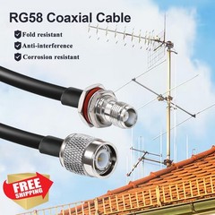 TUOLNK RG58 TNC Male to Female 1.64ft 2pcs Antenna Extension Cable