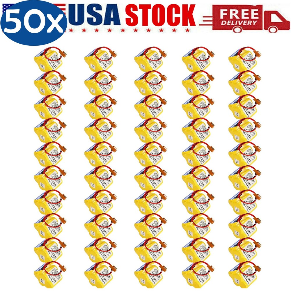 ◉ 50X BR-2/3AGCT4A 6V PLC Battery For FANUC A98L-0031-0025 CNC System with Plug
