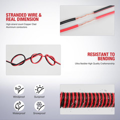 100FT 16AWG Copper Clad Aluminum Wire 16/2 Gauge Red Black CCA