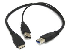 Cablecc Dual USB 3.0 to Micro USB Y Splitter cable for Mobile Hard Disk Drive