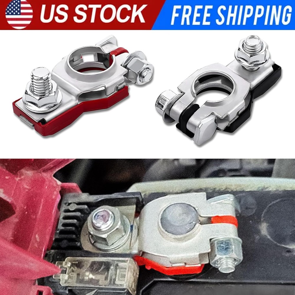 2x Car Battery Terminal Clamp Connectors Positive Negative Release Disconnect