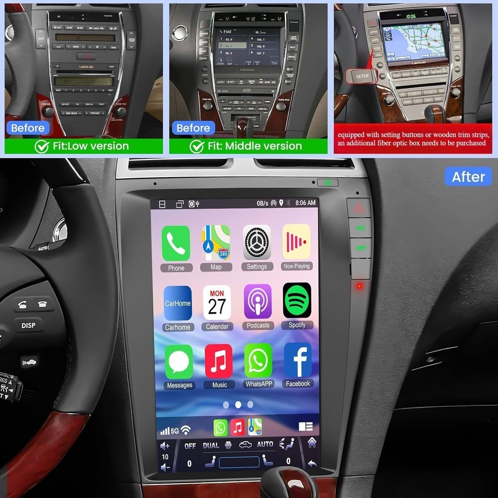 USED 12.8″ Android 14 Car Radio GPS Stereo 2+32G For Lexus ES240/ES350 2006-2012