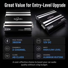 Car Audio Amplifier 3800W 2 Channel Full Range Vehicle Subwoofer Speaker System