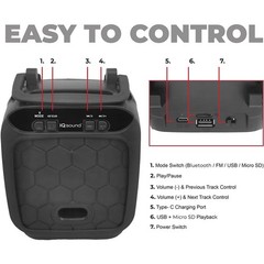 IQ Sound IQ1503BTBLU Shell Dock Bluetooth Speaker Blue RGB FM USB microSD