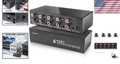3.5mm Aux + RCA L/R Audio Splitter 1 in 4 Out Stereo Analog Black