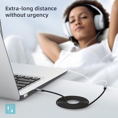 TRRS Headphone Extension Cable,4 Pole 3.5mm Stereo Jack Male to Female 8FT
