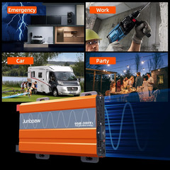 2080W Pure Sine Wave Inverter, 12V DC to 110V/120V AC, 6000W Peak, 5V/2.1A USB,