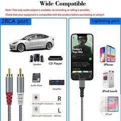 [MFi Certified] Compatible with Lightning to RCA Cable Audio Adapter, 4FT iOS to