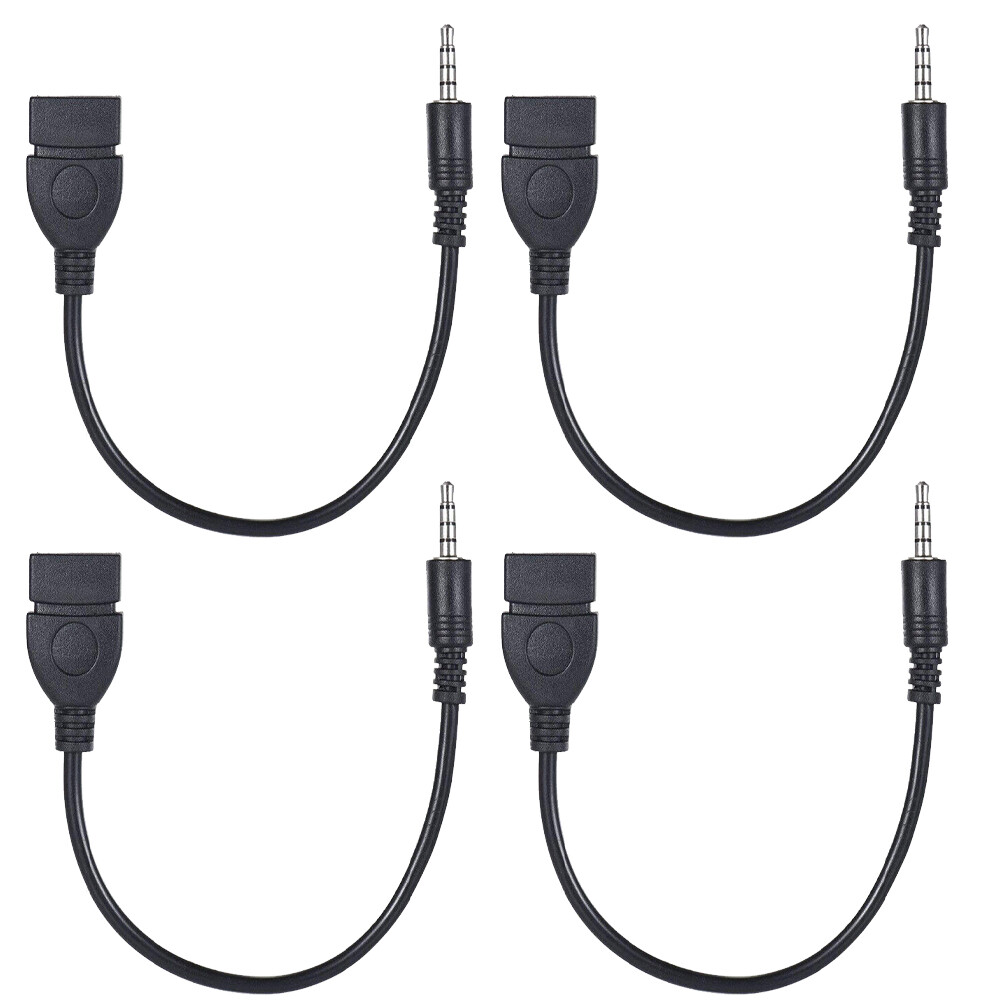 4 Pack 3.5mm Male Audio AUX Jack to USB 2.0 Type A Female OTG Converter Adapter