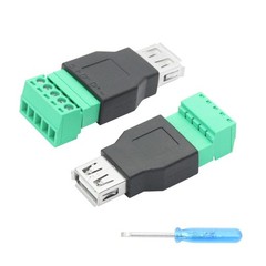 1 Pair USB 2.0 A Female to 5 Pin Screw Terminal Solderless Adapter Connector