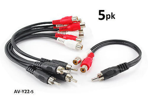 5-PACK 6 inch RCA Male to 2-RCA Female Audio Y-Cable, CablesOnline AV-Y22-5