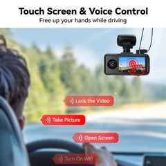 REDTIGER A6 3 Channel Dash Cam, 2.5K+1080P+1080P, 5.8GHz WiFi,3″ Touch Screen