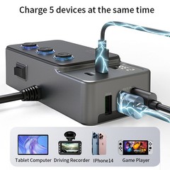 1to8 Multi Socket Car Cigarette Lighter Splitter USB Charger Adapter PD QC 120W