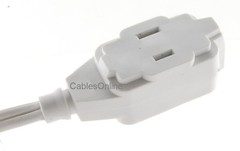 9ft 3-Outlet 2-Prong White Power Extension cable. PC-E309
