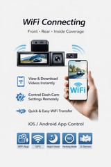 4K 3 Channel Dash Cam Front Rear Inside WiFi GPS Dash Camera Night Vision
