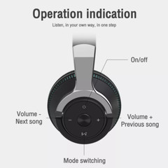 Wireless Bluetooth 5.1 Headphones Over Ear LED Headset Stereo Noise Cancelling