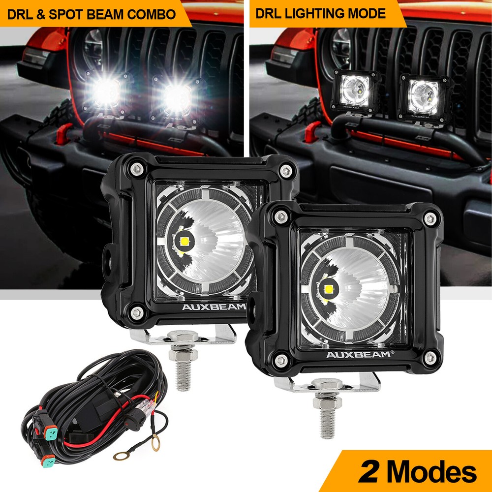AUXBEAM 3″ LED Work Light Bar Spot Pods Fog Lamp Offroad SUV ATV Driving Truck