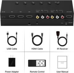 Gaming Console HDMI Switcher + AV to HDMI Converter