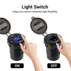 12V-24V PD+QC3.0 Dual USB Car Fast Charger Power Socket Outlet LED Voltmeter LOT