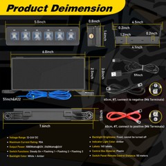 Wireless 6Gang Switch Panel LED Light Bar Circuit Control Box Car RV Boat Marine
