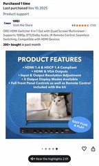 Quad Multi Viewer 4×1 Seamless HDMI Switch Full HD 1080p (HD-401MR)