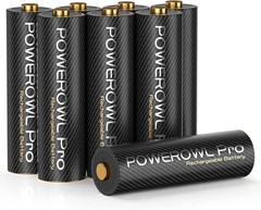 POWEROWL Goldtop Rechargeable AA Batteries PRO, High Capacity 2800mAh, Premium
