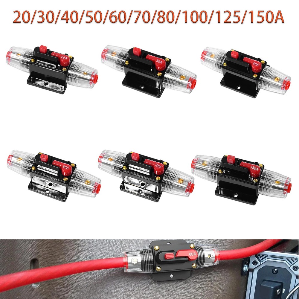 Breaker Inline 20-300A Circuit Stereo AMP Fuse For Car Audio RV Marine Reset