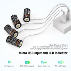 EBL 16340 CR123A USB Rechargeable Li-ion Battery 3.0V For Arlo Camera Lot