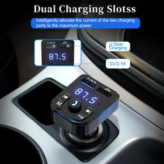 Bluetooth 5.0 Car Wireless FM Transmitter Adapter 2USB PD Charger AUX Hands-Free