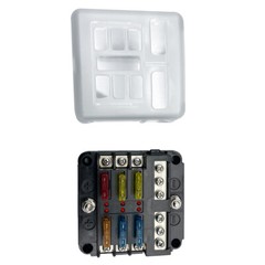 6 Way Car Boat Power Distribution Panel Board Blade Fuse Box Block Holder 12-24V