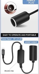 USB C Male to 12V Cigarette Lighter Socket Adapter 12V 18W Power Cable for Dash