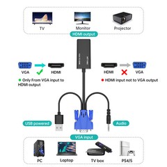 MT-VIKI VGA+AUDIO to HDMI Adapter 1920*1080 60Hz HD Converter For HDTV PC Laptop