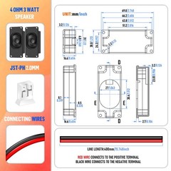 CQRobot Miniature Loudspeaker 3 Watt 4 Ohm Passive Enclosed 70mm*31mm, black
