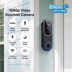 Smart 1080P Video Doorbell Camera with Doorbell Receiver, Live View, AI Human De
