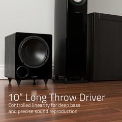 Fluance DB10 10-inch Low Frequency Front Firing Powered Subwoofer Home Theater