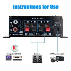 400W 2 Channel Bluetooth Mini HIFI Power Amplifier Audio Stereo Amp Home Car FM