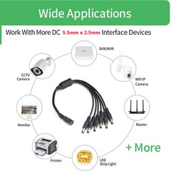 DC Power Splitter Cable 5.5mm x 2.5mm 1 to 6 Way CCTV Cameras LED Light Strip
