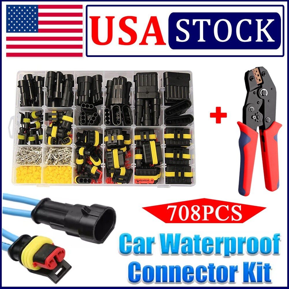 708Pcs Set 1-6 Pin Car Electrical Wire Connector Plug Kit Automotive Waterproof