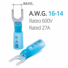 Heat Shrink Fork #10 M5 Stud Wire Spade Crimp Terminals Connectors AWG22-10 US