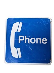 Retro Vintage Rustic Used 18″ Real PHONE / PAY PHONE STREET SIGHN / ROAD SIGHN