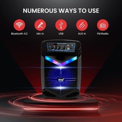 Pyle 400W Rechargeable Outdoor Bluetooth Speaker Portable PA System w/ 8? Subwoo