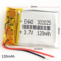 3.7V 120mAh Li-Po Rechargeable Battery Cells For Mp3 Bluetooth GPS MID 302025