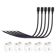 5pcs 25cm USB C Type-C Male Plug Cable 2 wires DC Power Pigtail Cable Cord 22AWG