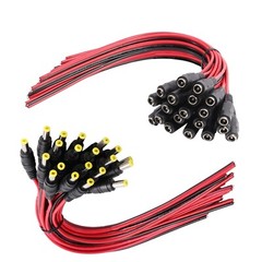 DC Power Pigtail Cable Plug 18AWG 2.1mm x 5.5mm 12V 5A Male & Female Pack Lot