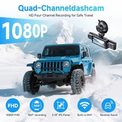 4Lens Car Dash Cam Front Rear Inside Left Right 360° Camera Wifi HD 1080P +64GB