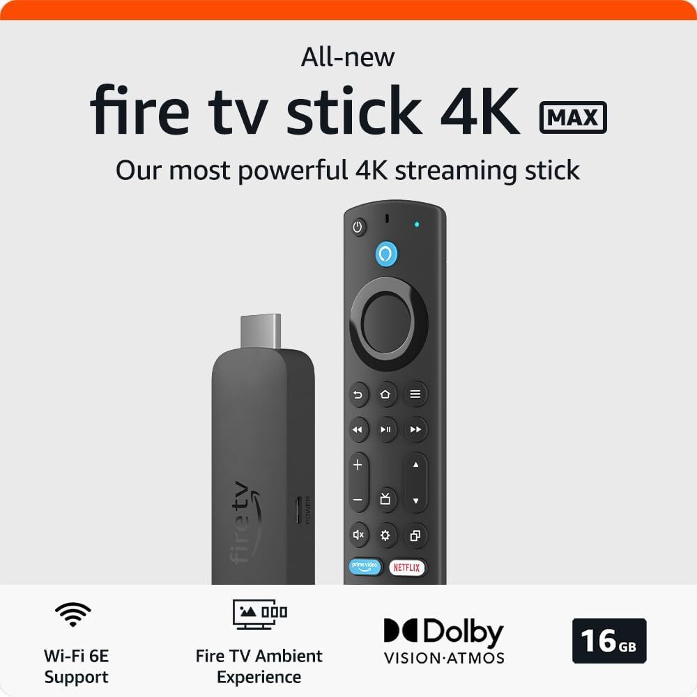 New 2023 Amazon Fire TV Stick 4K Max 2nd Gen 16GB, Ambient Experience, Wi-Fi 6E