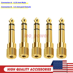 5x TRS Stereo Audio Headphone Adapter 6.35mm 1/4″ Male to 3.5mm 1/8″ Female Jack