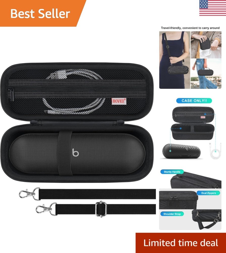 Beats Pill Bluetooth Speaker Carrying Case Travel Bag Black Black Mesh Pocket