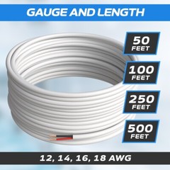 Speaker Cable CL2 Rated 18AWG In-Wall 18/2 Audio Bulk Wire 50 100 250 500ft LOT